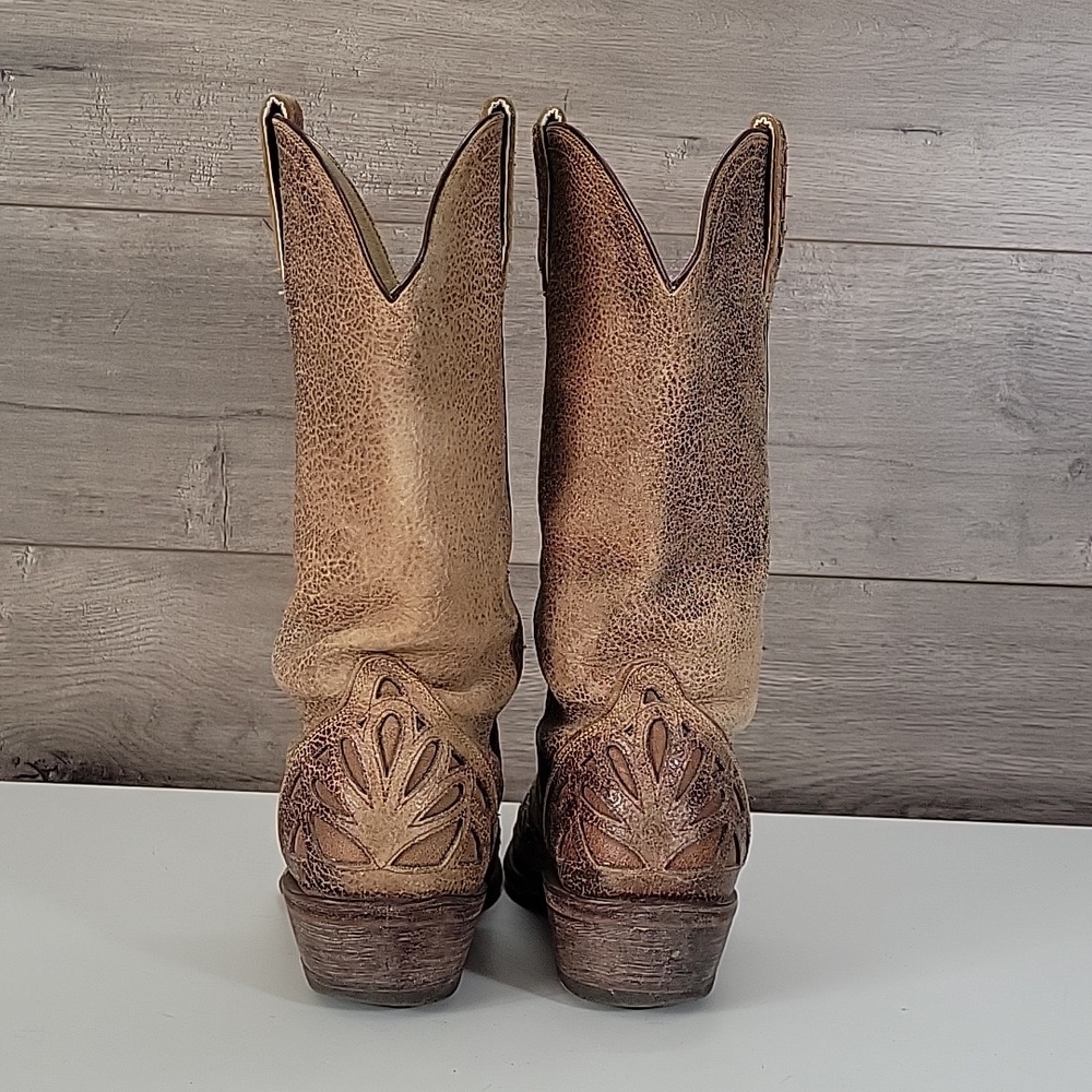 Women's Ariat Distressed Cutout Brown Leather Western Cowboy Boots Sz 10 - Picture 3 of 15
